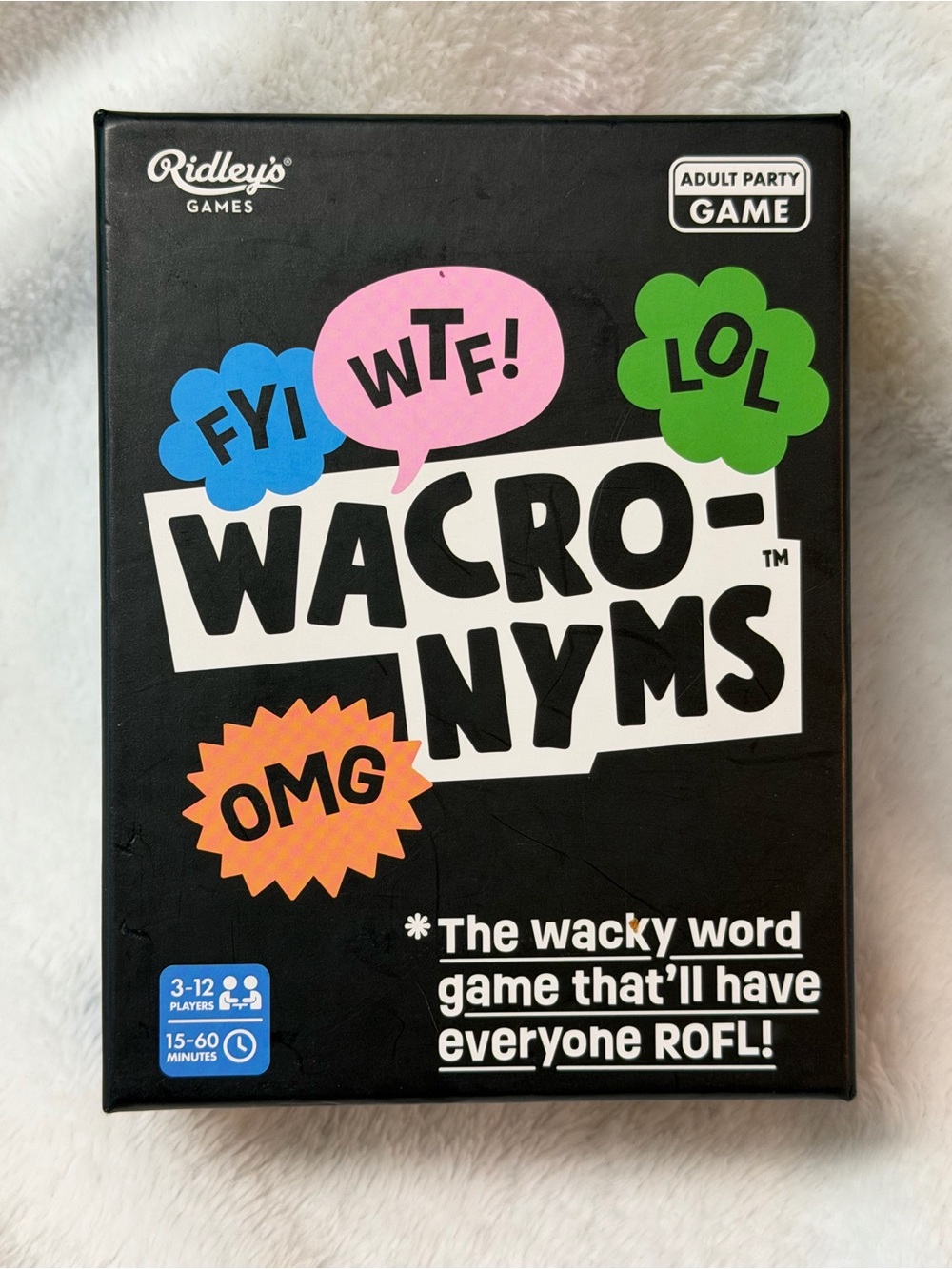 Wacronyms Party Game - Black with Pink, Green, Blue, Orange Accents